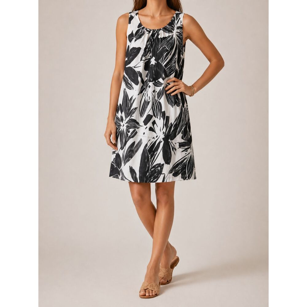 Oscar de la Renta Brushstroke Floral Cotton Shift Dress Sleeveless Size M NWT